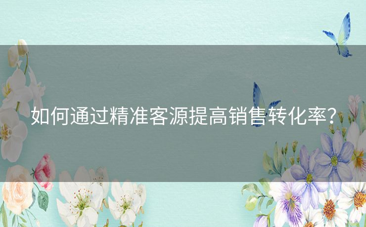 如何通过精准客源提高销售转化率？