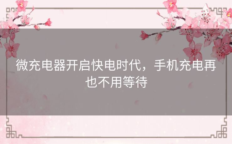 微充电器开启快电时代，手机充电再也不用等待
