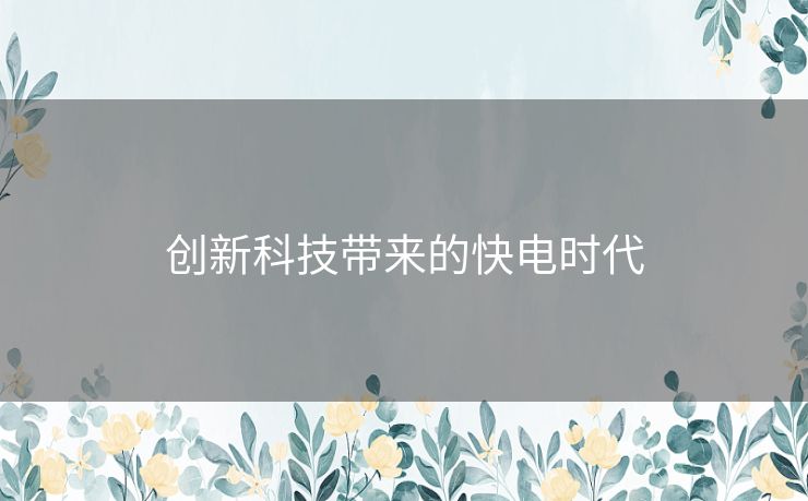 创新科技带来的快电时代