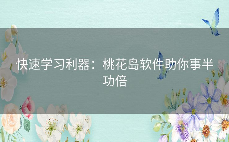 快速学习利器：桃花岛软件助你事半功倍