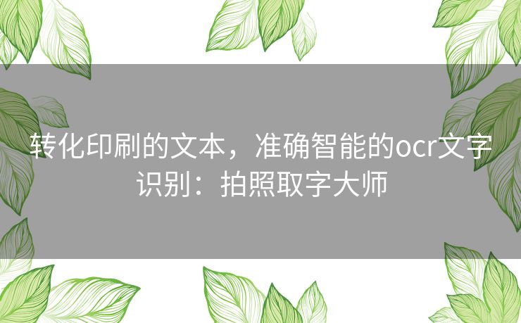 转化印刷的文本，准确智能的ocr文字识别：拍照取字大师