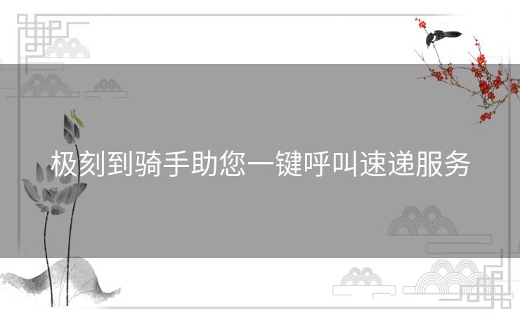 极刻到骑手助您一键呼叫速递服务