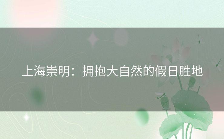 上海崇明：拥抱大自然的假日胜地