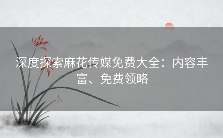 深度探索麻花传媒免费大全：内容丰富、免费领略