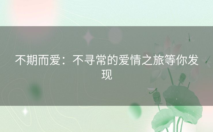不期而爱：不寻常的爱情之旅等你发现