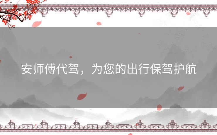 安师傅代驾，为您的出行保驾护航