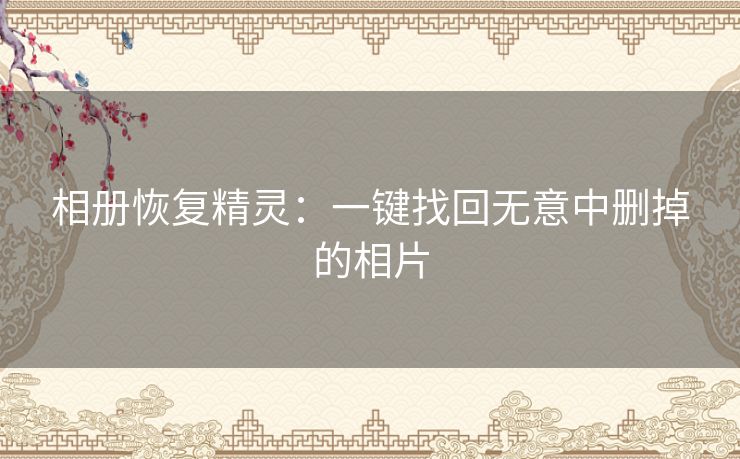 相册恢复精灵：一键找回无意中删掉的相片