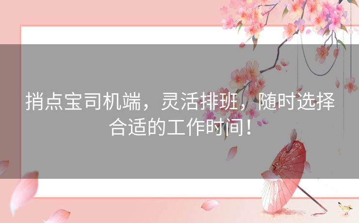 捎点宝司机端，灵活排班，随时选择合适的工作时间！