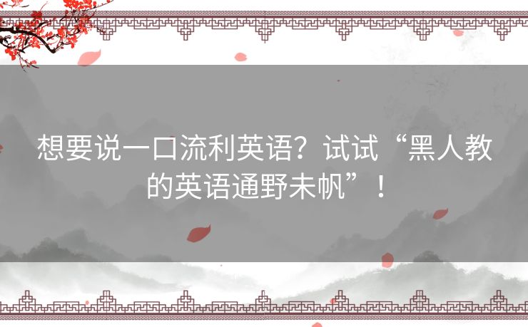想要说一口流利英语？试试“黑人教的英语通野未帆”！