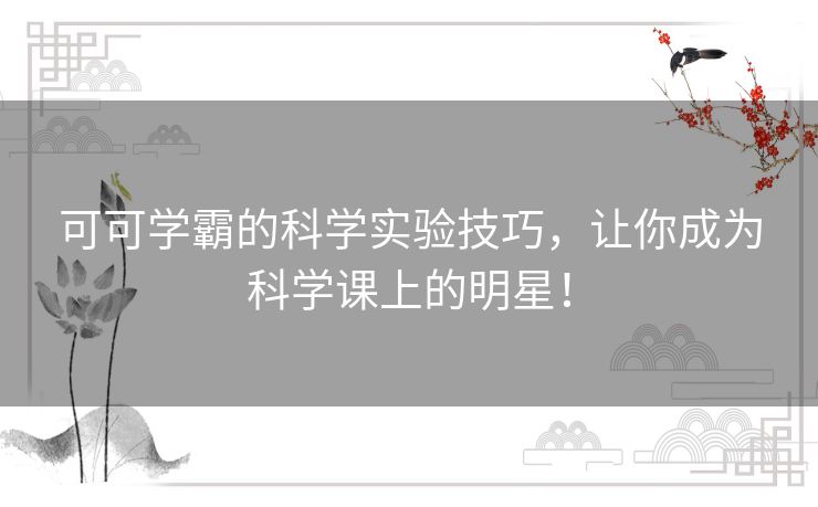 可可学霸的科学实验技巧，让你成为科学课上的明星！