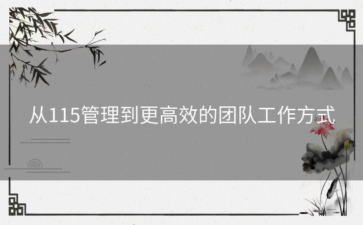 从115管理到更高效的团队工作方式
