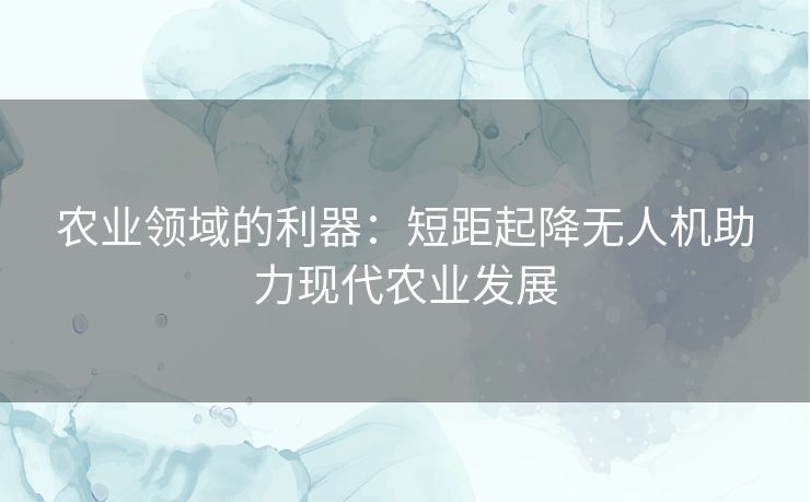 农业领域的利器：短距起降无人机助力现代农业发展