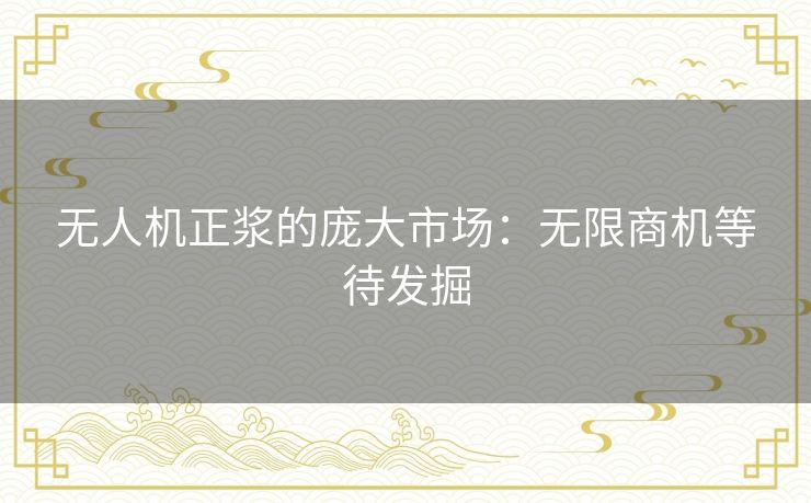 无人机正浆的庞大市场：无限商机等待发掘