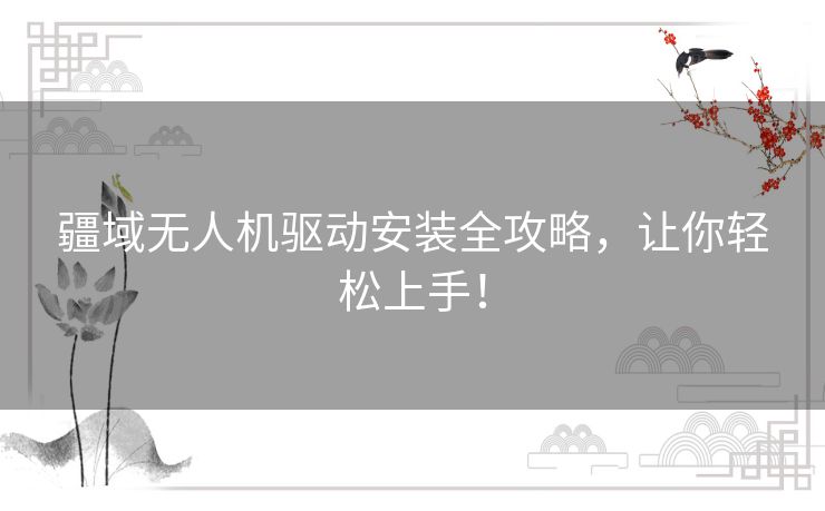 疆域无人机驱动安装全攻略，让你轻松上手！