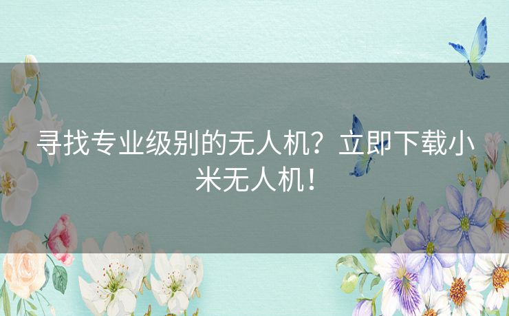 寻找专业级别的无人机？立即下载小米无人机！