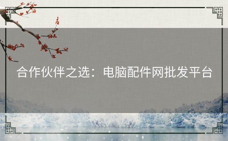 合作伙伴之选：电脑配件网批发平台