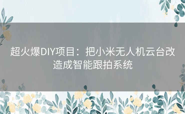 超火爆DIY项目：把小米无人机云台改造成智能跟拍系统