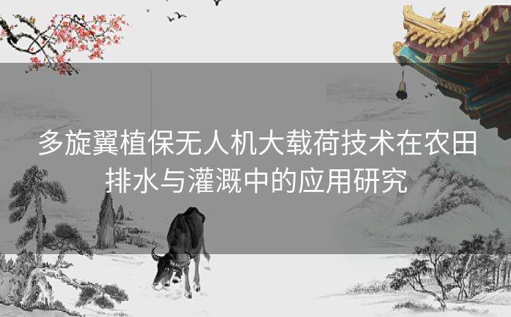 多旋翼植保无人机大载荷技术在农田排水与灌溉中的应用研究
