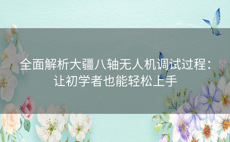 全面解析大疆八轴无人机调试过程：让初学者也能轻松上手