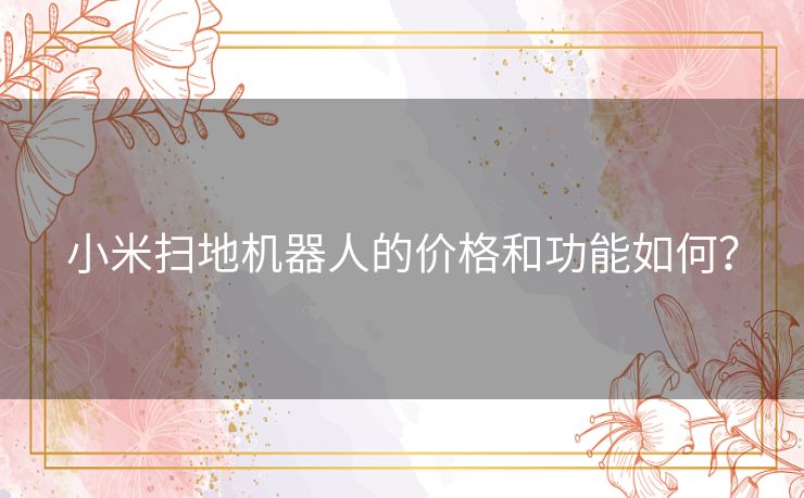 小米扫地机器人的价格和功能如何？