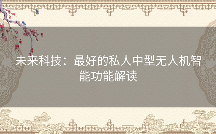 未来科技：最好的私人中型无人机智能功能解读