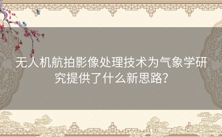 无人机航拍影像处理技术为气象学研究提供了什么新思路？