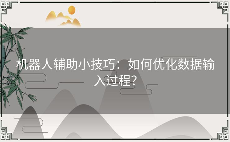 机器人辅助小技巧：如何优化数据输入过程？