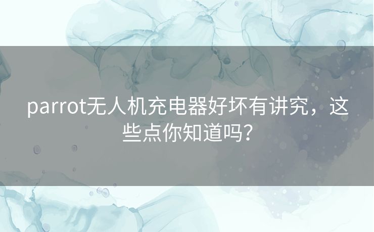parrot无人机充电器好坏有讲究，这些点你知道吗？