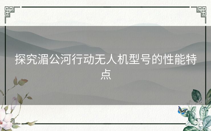 探究湄公河行动无人机型号的性能特点