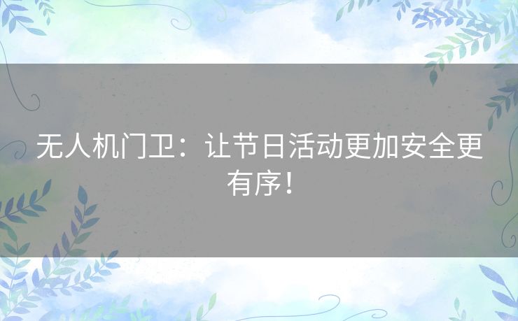 无人机门卫：让节日活动更加安全更有序！