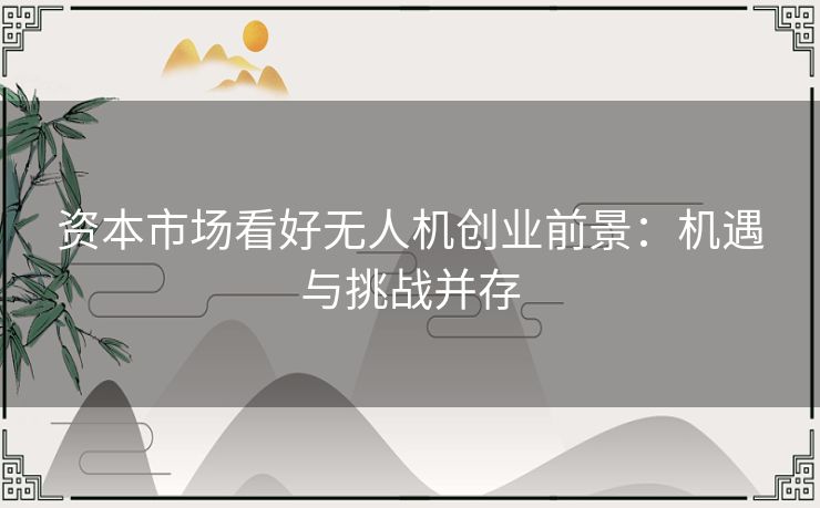 资本市场看好无人机创业前景：机遇与挑战并存