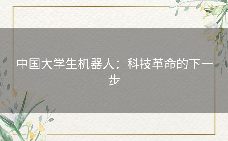 中国大学生机器人：科技革命的下一步
