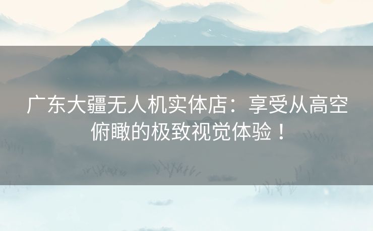 广东大疆无人机实体店：享受从高空俯瞰的极致视觉体验 ！