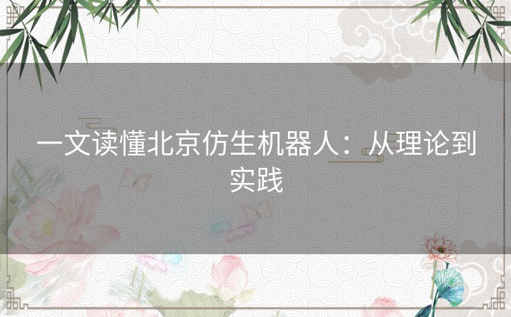 一文读懂北京仿生机器人：从理论到实践